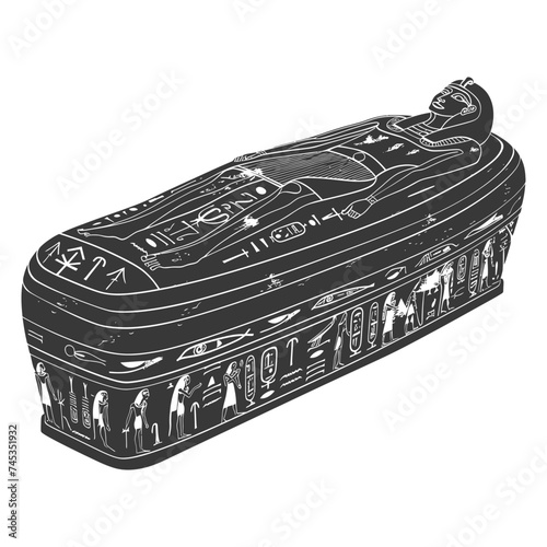Silhouette ancient egypt sarcophagus black color only