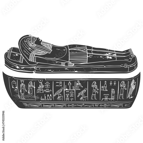 Silhouette ancient egypt sarcophagus black color only