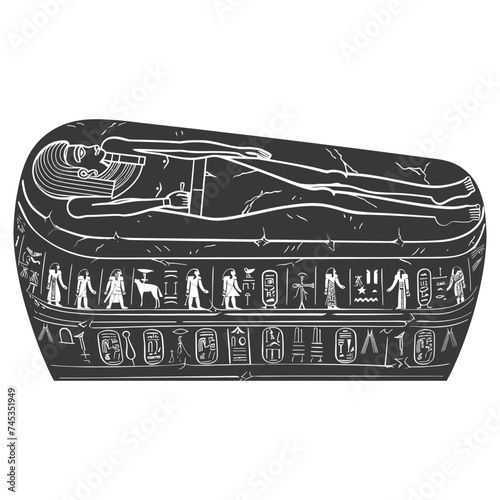 Silhouette ancient egypt sarcophagus black color only