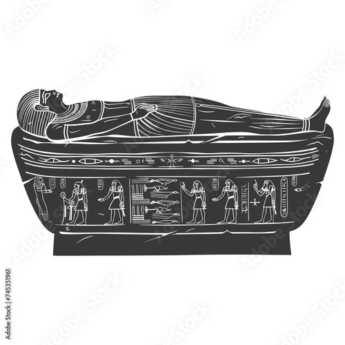 Silhouette ancient egypt sarcophagus black color only