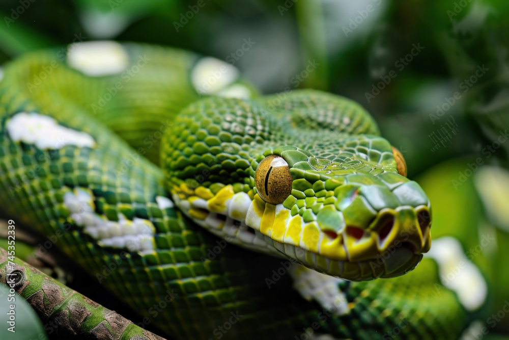 Obraz premium Close up of a snake in a nature
