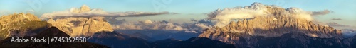 monte Pelmo and mount Civetta sunset panorama Alps