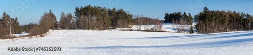 Bohemian and Moravian highland landscape, winter view photo