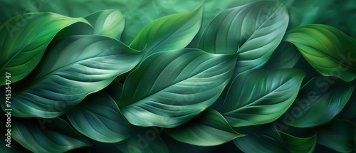 Abstract portrayal of Spathiphyllum cannifolium leaves background.