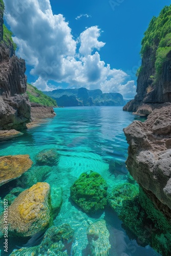 Emerald waters and limestone cliffs of a tropical paradise