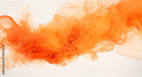 Close Up of Orange Smoke on White Background