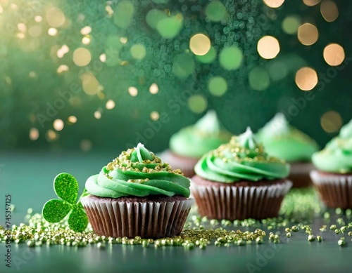 St. Patrick's Day Kuchen. St. Patrick's Day Torte. St. Patrick's Day Cupcakes. Glückskuchen, Kleeblatt. Kleeblätter. Feiertag, Irischer Kuchen, Irland Torte.