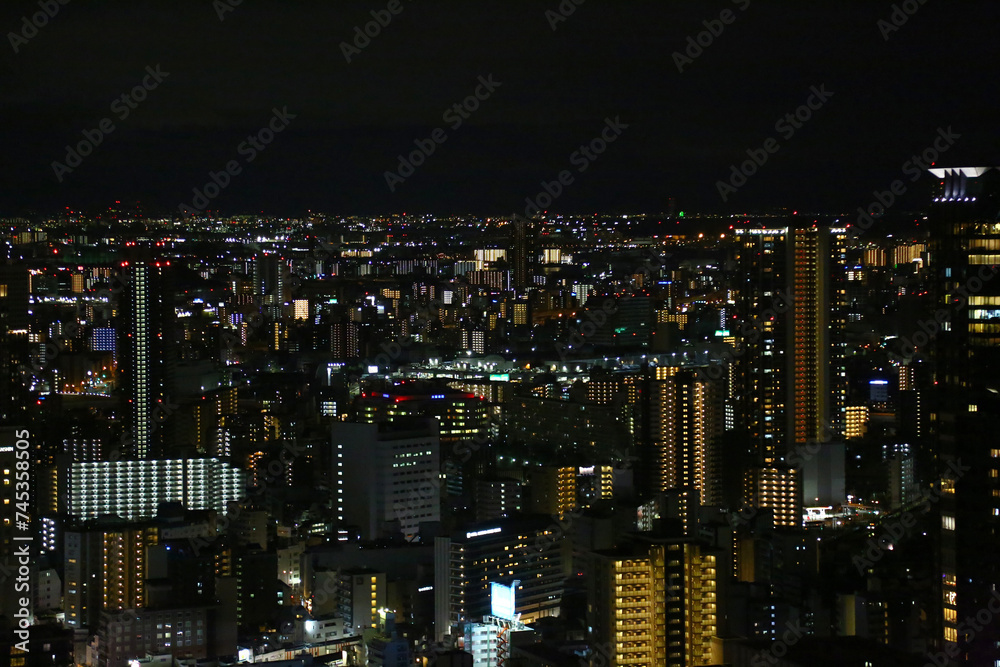 osaka skyline night views from umeda building