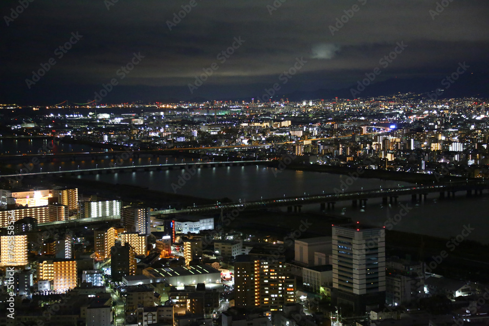 osaka skyline night views from umeda building