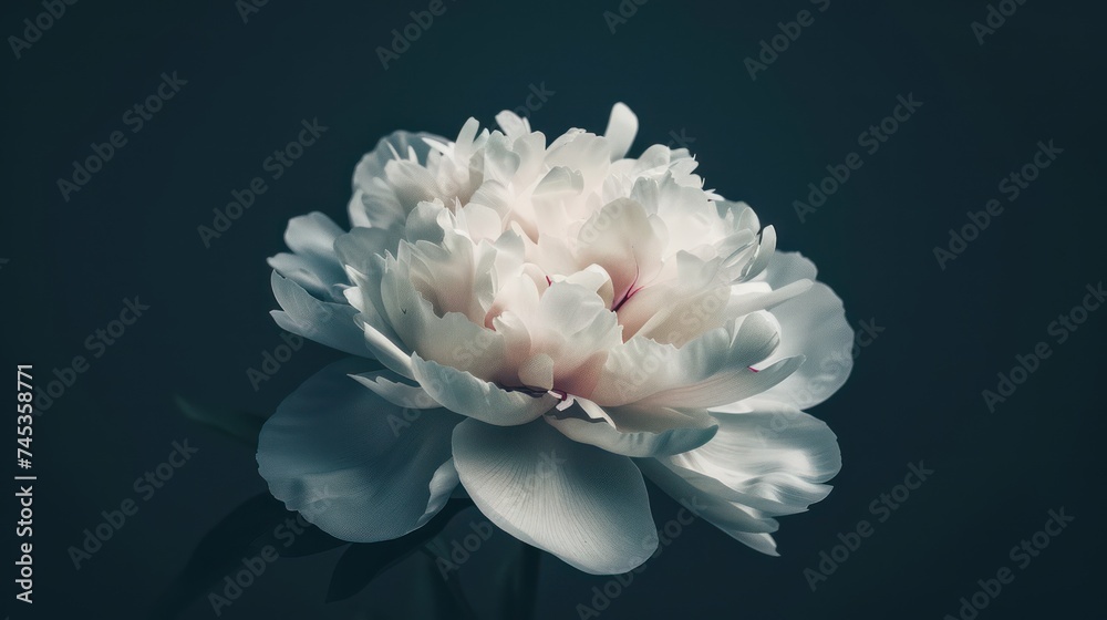 Pink white peony closeup on a black background. Beautiful flowers. The beginning of spring Pink white peony closeup on a black background. Beautiful flowers. The beginning of spring