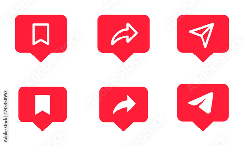 Icon set, like, Share, comment and love icon button, social media vector,  photo