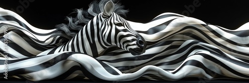 Abstract, striped zebra fur in a captivating motion, reminiscent of wildlife and nature.