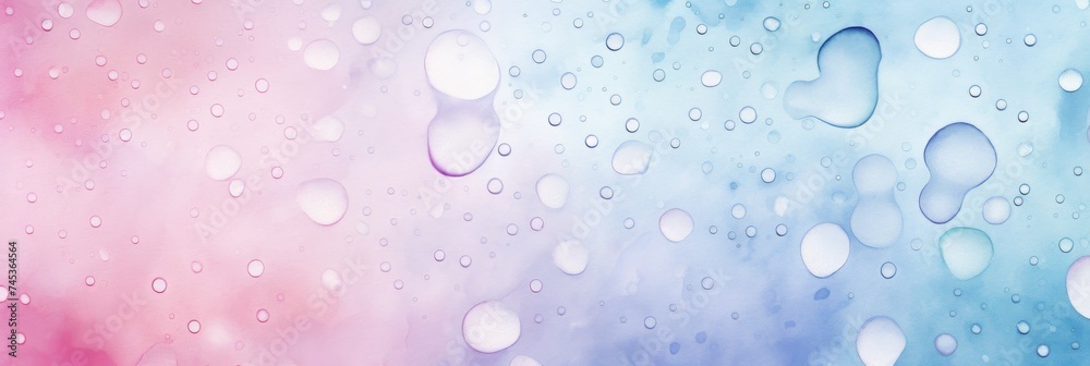 Abstract pastel background with water droplets on a gradient surface.