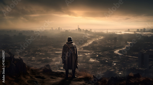 man overlooking a cityscape