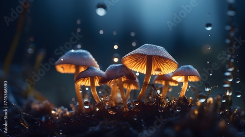 mushrooms in focus in the field