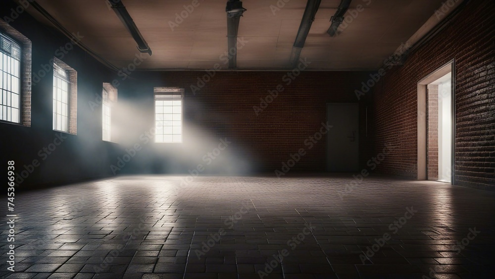old abandoned building a dark room with brick walls and a light coming from the window 