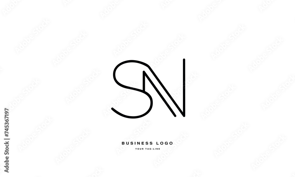 SN, NS, S, N, Abstract Letters Logo Monogram