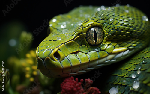 Close up of a green snake