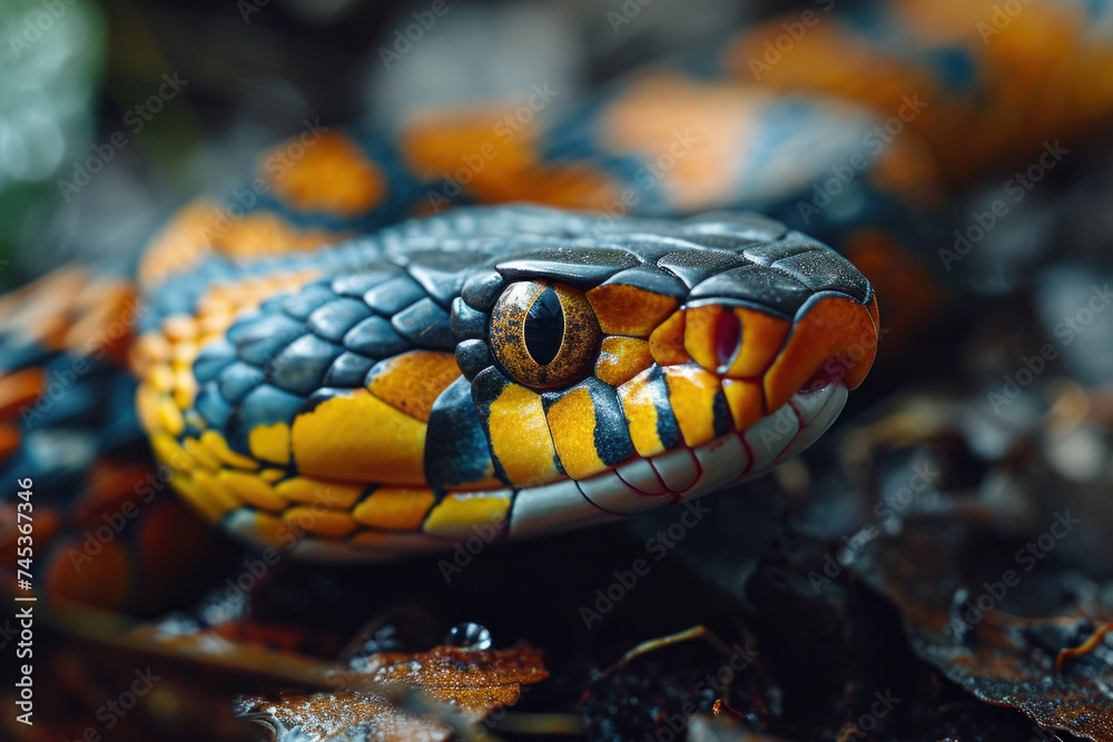 Close up of a snake in a nature Close up of a snake in a nature