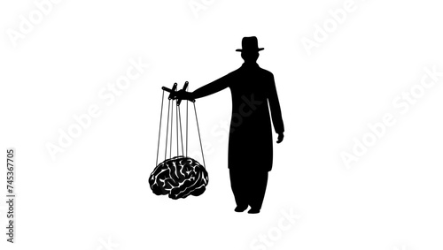 Brainwash emblem, black isolated silhouette
