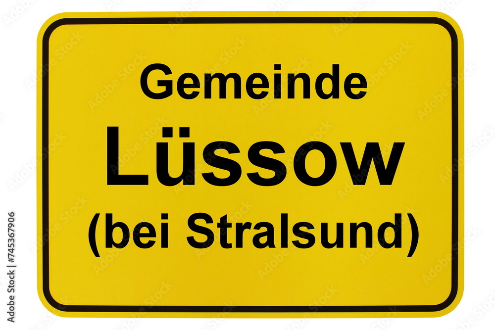 Illustration eines Ortsschildes der Gemeinde Lüssow in Mecklenburg-Vorpommern