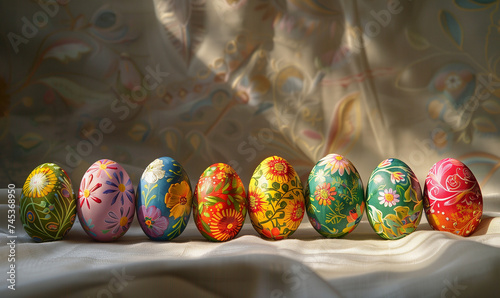 Hand-Painted Easter Eggs with Floral Designs 