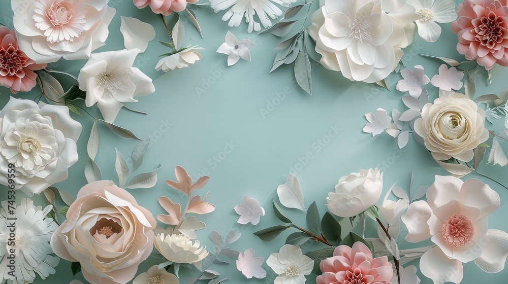 Paper flowers origami summer handmade concept wallpaper background Paper flowers origami summer handmade concept wallpaper background