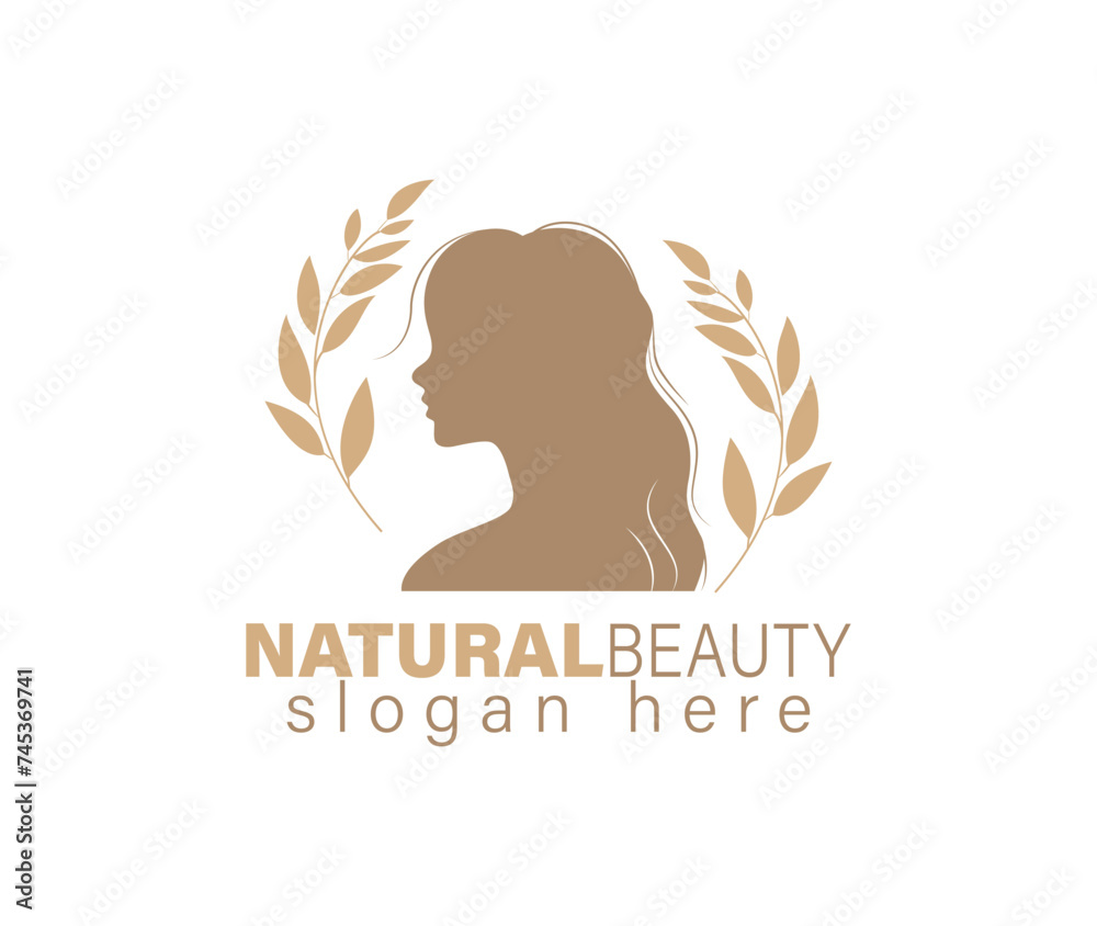 Abstract Natural Beauty beautiful girl in a silhouette style logo design