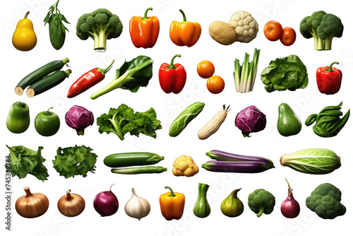 Assorted Vegetables Isolated on Transparent Background