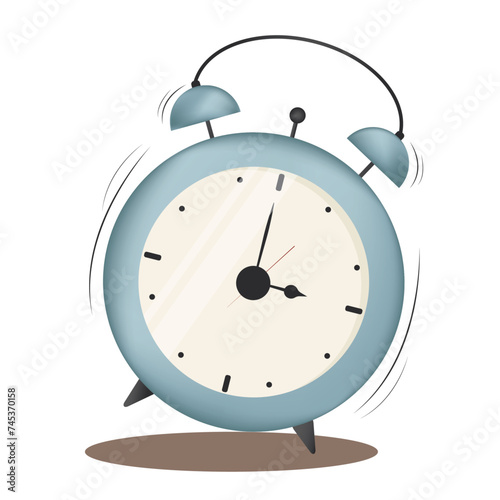 blue alarm-clock ringing isolated on white background. retro style. vintage alarm-clock. to illustrate a meeting, an appointment, an organisation. tilted alarm. time management concept. - stock vector