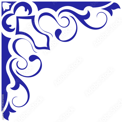 Blue Thai pattern corner for decorating frame envelopes Paper printing