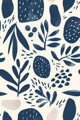Wandcirkels Japandi stijl Boho Japandi vormen marineblauw minimalistisch  © Kitta Studio