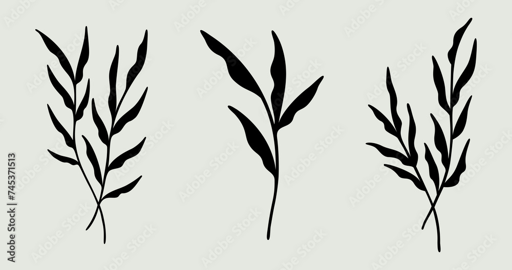 Leaf Bundle | Leafy Branches | Botanical Designs | Decorative Leaves | Vector Illustrations - obrazy, fototapety, plakaty 