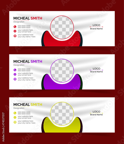 Clean and simple email signature template or email footer and personal social media cover page design,
Business Email Signature Design Template
