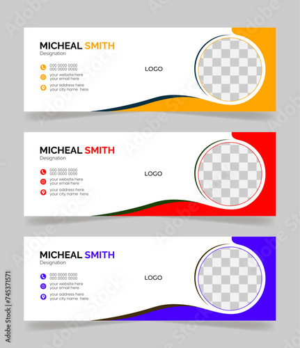 Modern creative email signature design or email footer template, Clean and simple email signature template or email footer and personal social media cover page design