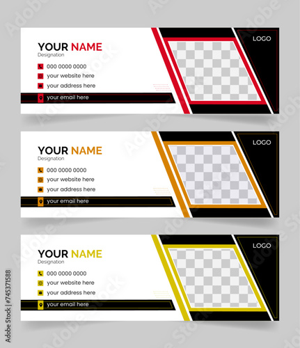Modern creative email signature design or email footer template, 
Clean and simple email signature template or email footer and personal social media cover page design,
Business Email Signature Design
