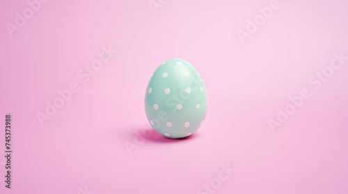 Teal Easter Egg With Dots Pink Background