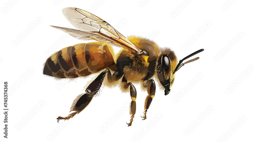 Bee Flying Animal Isolated on White Background Vector - obrazy, fototapety, plakaty 