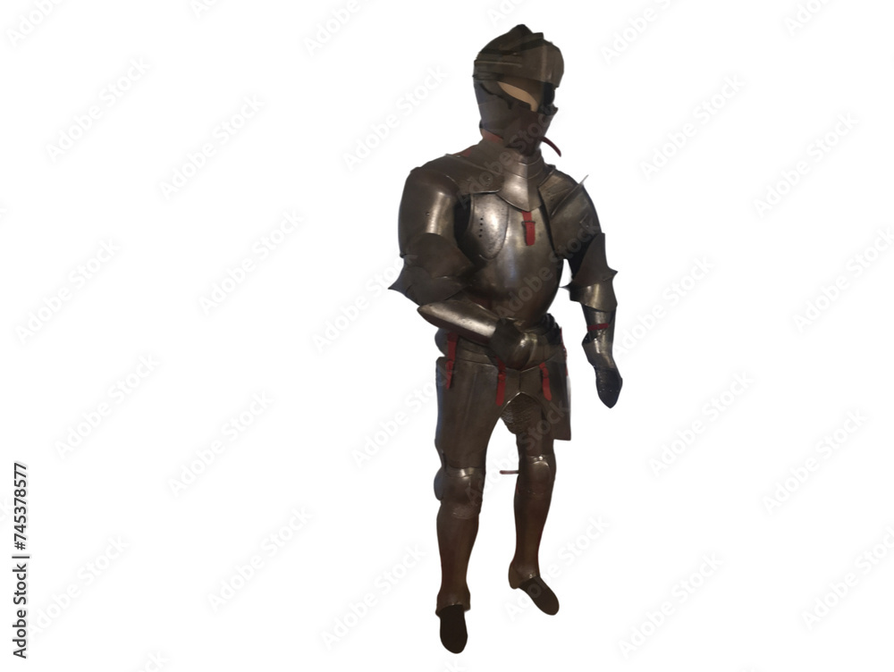 Wooden mannequin dressed in armor on black background Diocesan Museum Mantua- Wooden mannequin dressed in armor on black background Diocesan Museum Mantua-