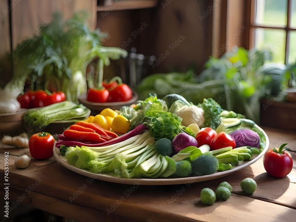fresh vegetables in a basket in kitchen at home fresh vegetables in a basket in kitchen at home