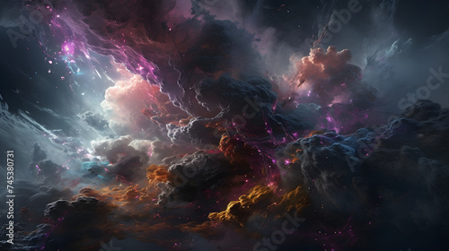 a galaxy art with colourful clouds and stars