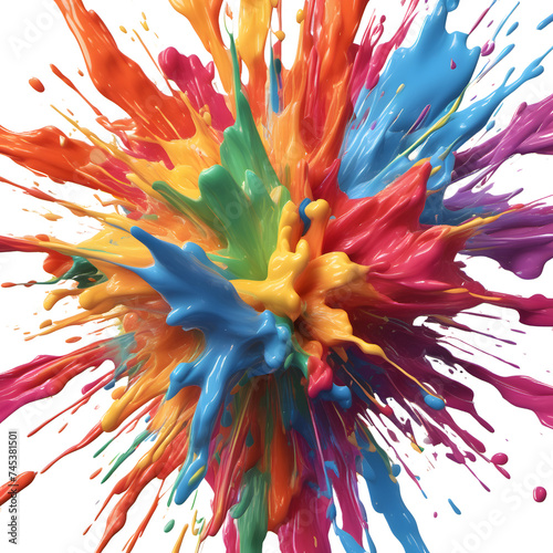Colorful paint explosion on a transparent background, png. Colorful splashes