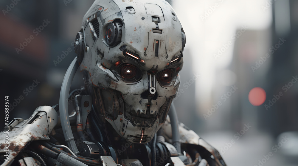 a robot in an open city area a robot in an open city area