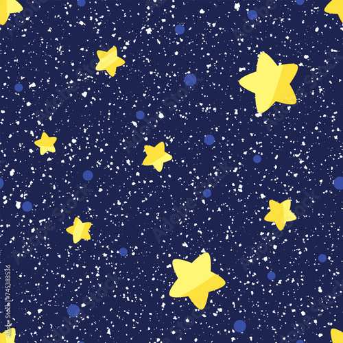 Starry galaxy seamless repeat pattern