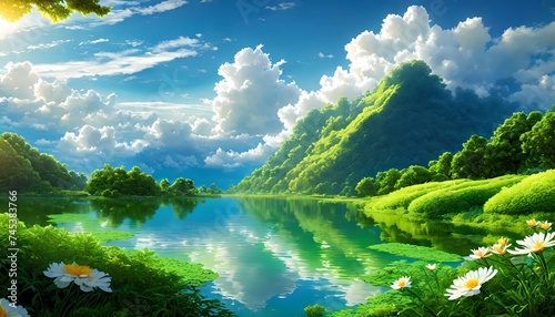 Digital art collection featuring vibrant and detailed scenes that blend elements of fantasy with realism. Each image is a creative exploration of themes such as serene nature landscapes