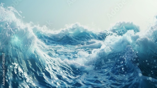 bright image of the rough sea with waves. 
