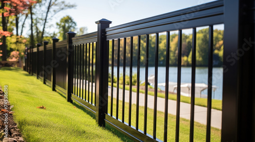 Black Aluminum park Fence Rails