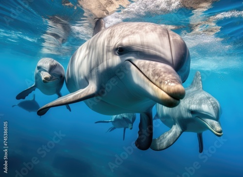 Dolphins Swimming Underwater © Marharyta