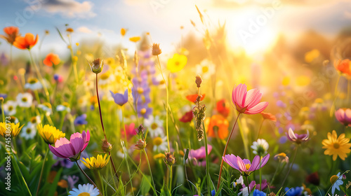 Belo girassol florescendo em um exuberante jardim sob a suave luz natural