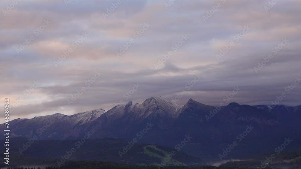 time lapse. movement of clouds over the Tatras Mountains. Poland